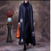 Fine black prints overcoat trendy plus size long jackets fall trench coats Chinese Button