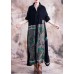 boutique Loose fitting Winter coat fall black print lapel patchwork coat