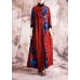 boutique plus size Winter coat fall women coats red patchwork  print Chinese Button coat for woman