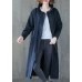 2019 Plus Size Fall Navy Ruffled Drawstring Zippered Coats