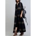 vintage plus size clothing trench coat fall black plaid lapel Button coats