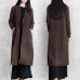 Elegant chocolate coat plus size long coat pockets